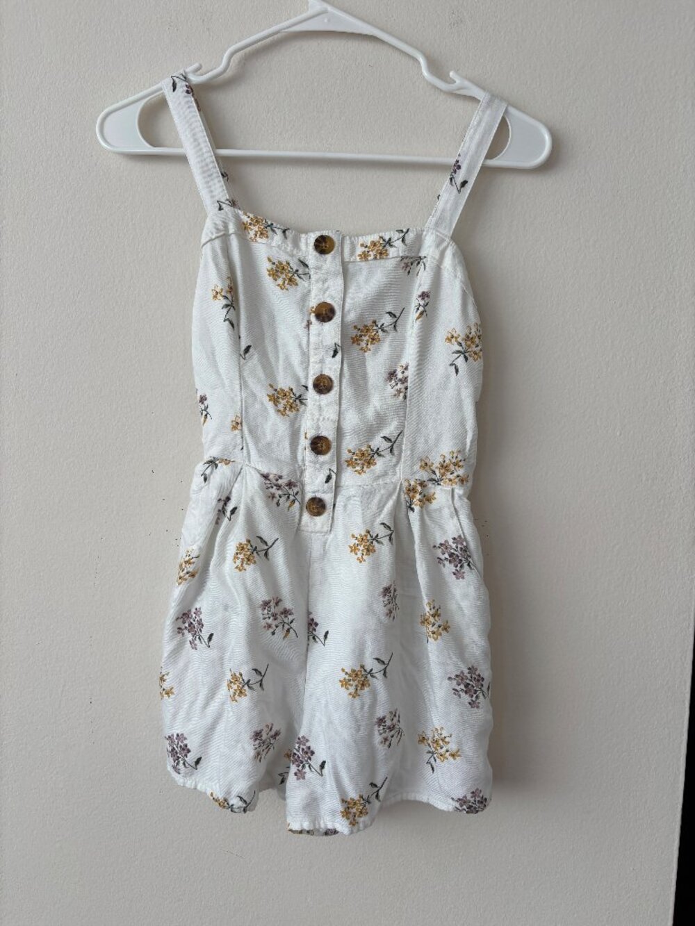 Hollister White Floral Romper - Size XS